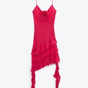 Zara Ruffled Fuchsia Dress